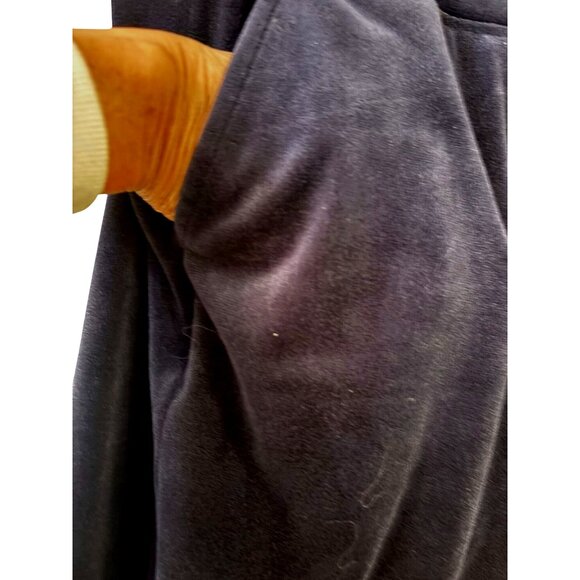 Cable & Gauge Studio Navy Velour Tracksuit w Half-Zip Hoodie & Wide-Leg Pants - Picture 7 of 9